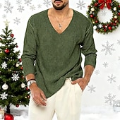 cheap Men's Pullover Sweater-Men's Christmas Jumper Christmas Sweaters Sweater Holiday sweater Pullover Sweater Jumper Ribbed Knit Knitted V Neck Going out Weekend Clothing Apparel Fall Winter Black Pink M L XL