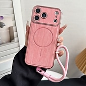 ieftine Carcase iPhone-telefon Maska Pentru iPhone 17 Pro Max 17 Air 16 15 14 Pro Max Plus 13 Pro Max Capac Spate Acceptă încărcarea fără fir cu curea de mână Anti Șoc Retro Placare