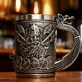 Недорогие Кружки и чашки-Кружка для кофе и пива с декором в стиле викингов и ручкой в виде дракона, подарки в стиле викингов для мужчин, пивные кружки для мужчин, средневековые украшения в стиле ренессанс, 18 унций