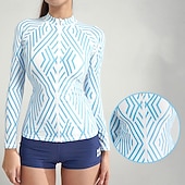 Χαμηλού Κόστους Rash Guards One Pieces-Γυναικεία Προστατευτικό εξάνθημα 2 τεμαχίων Μαγιό Tankini Μπλούζα για σέρφινγκ Ριγέ με αγορίστικα σορτς UPF50+ Αναπνέει Μακρυμάνικο Μαγιό Σέρφινγκ Κανό Ψαροντούφεκο Άνοιξη