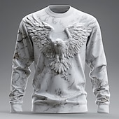 abordables Motif 3D-Homme Illusion d'optique Aigle Sweatshirt Occasionnel manche longue Col ras du cou Vacances Soirée Cadeau Blanche Col rond 3D Toutes saisons Designer S M L XL XXL XXXL