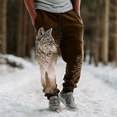 economico pantaloni da jogging-Per uomo Animale Lupo Arte celtica Pantaloni da tuta Joggers Pantaloni Misura del girovita medio Vita elastica con coulisse Vintage Retrò All'aperto Campeggio &amp; Escursionismo Caccia Pantaloni