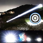 olcso Elemlámpák-fehér lézeres zseblámpa USB töltéssel, teleszkópos zoommal, digitális kijelzővel, mágneses tapadókoronggal, szuper fényes LED zseblámpa.