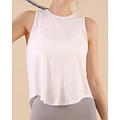 cheap Women's Shirt-Women's Solid Colored Tank Top Workout Tops Loose Fit Elastic Sweat-Wicking Breathable Tennis Pickleball Yoga Crew Neck Top Black White Yellow Tennis Clothing