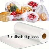 cheap Kitchen Utensils &amp; Gadgets-2 Rolls / 400pcs Large Clear Disposable Food Storage Bags – Perfect for Supermarkets &amp; Convenience Stores