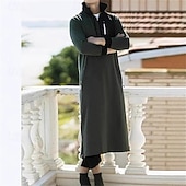 preiswerte Morgenröcke-Herren Schlafanzug Freizeitkleidung Bademantel Einfarbig Mode Stilvoll Klassisch Urlaub Heim Täglich Polyester Thermowarm Weich Kapuzenpullover Langarm Kordelzug Frühling Herbst Armeegrün Dunkelgray