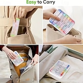 abordables stockage de bagages et de voyage-Pilulier hebdomadaire 7 jours avec 2 compartiments journaliers - format voyage, couvercle facile à ouvrir, plastique résistant, blanc - idéal pour les vitamines et l'huile de poisson &amp;stockage