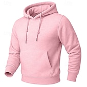 cheap Fleece Hoodie-Men's Hoodie Fleece Hoodie Fleece lined Hoodie Blue Apricot Black White Yellow Hooded Plain Kangaroo Pocket Casual Daily Sports &amp; Outdoor Polyester Streetwear Cool Sportswear All Seasons Clothing