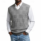 halpa miesten villapaita liivi-Miesten Neulepusero Mekko villapaita Liivi Neulottu villapaita Joustin Neuloa Tavalliset topit Kudottu Tavallinen V kaula-aukko Muoti Katutyyli Loma liiketoiminta Vaatetus Hihaton Syksy Talvi Sininen