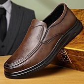 halpa Miesten loaferit ja nauhattomat kengät-Miesten ruskeat keinonahkaiset talvikengät, lämpimät ja mukavat, fleecevuori lisälämpöä varten, täydelliset talvipäiviin ja rentoon ulkoiluun