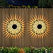 cheap Landscape Lights-2/4 PCS Solar Powered Peony Shaped Garden Wall Light Outdoor Waterproof Fence Light for Wedding Holiday Yard Pathway Backyard Walkway Porchboard Fence Decoration