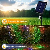 preiswerte Solar-Außenleuchten-Außen solar Netzlichter verbindbare wasserdichte Lichterkette klarer Draht mit 8 Modi zeitgesteuerte Fernbedienung Innenhof Garten Rasen Party Hochzeit Feiertagsbaum Dekorationslichter Requisiten
