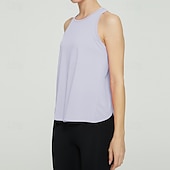 cheap Women's Shirt-Women's Solid Colored Tank Top Workout Tops Loose Fit Elastic Sweat-Wicking Breathable Tennis Pickleball Yoga Crew Neck Top Black White Yellow Tennis Clothing
