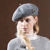 cheap Party Hats-Hats synthetic fibre Beret Hat Floppy Hat Casual Holiday Classical Classic With Crystals Pure Color Headpiece Headwear