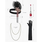 billiga 1920-talets klänningar-Set Roaring 20s 1920s Mini Dress Flapper Dress Outfits with Accessories Sleeveless The Great Gatsby Charleston Sequins Tassel Fringe Feather Deep V Fancy Dress Women's Carnival New Year Masquerade