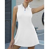 billiga Kvinnors klänning-Dam Solid färg Tennisklänning Sportklänning Snabb tork Elastisk Andningsfunktion Tennis Träning Löpning Dragkedja Klänningar Svart Vit Rosa Tenniskläder