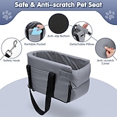 halpa Eläintuki ja -hoito-koiran turvaistuin, koiran turvaistuin pienille koirille, kannettava lemmikkien turvaistuin pennulle, keskikonsoli koiran turvaistuin turvallisella hihnalla, säilytystaskut, pehmeä tyyny