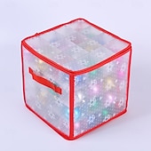 voordelige Kerst Opslag-Kerstversieringsdoos met 64 compartimenten, 12x12x12 inch kerstopbergdozen, ornamentorganizer met rits en handgrepen, geschikt voor vakantiedecoraties, sieraden en cadeaus
