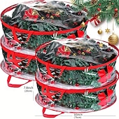 economico Deposito di Natale-1/2 sacchetto trasparente per riporre ghirlande natalizie da 24/30 pollici, contenitore per riporre ghirlande natalizie con maniglia, resistente copertura in PVC per ghirlande natalizie stagionali,