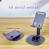 baratos Suportes para tablet-Suporte de metal giratório 360 graus para celular, compacto e portátil, dobrável para mesa, compatível com todos os smartphones e tablets.