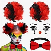 baratos Karnevalsparykker-Carnival Wig 2026 Red Black Blue Curly Afro Short Synthetic Festival Wig Mardi Gras Parade Cosplay Costume Hair for Women