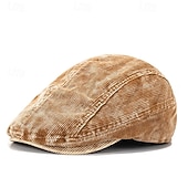 baratos Chapéu para Homem-Homens Boina Chapéu Ascot chapéu de jornaleiro Preto Vinho Veludo Cotelê Jacquard Moda Casual Rua Diário Tecido Ajustável Filtro Solar Respirável
