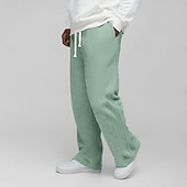 abordables Jambe Droite-Homme Gauffré Joggings Pantalons Pantalon décontracté Pantalons Amples Cordon de serrage Jambe Droite Couleur Unie Confort Longueur complète Occasionnel Quotidien Extérieur Vacances Mode Coupe Ample