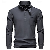 billige Basic gensere-Herre Genser Svart Hvit Militærgrønn Mørkegrå Opprett krage عادي Lomme Sport &amp; Utendørs Daglig Ferie Polyester Gatemote Grunnleggende Fritid Vår Høst Klær Gensere Gensere