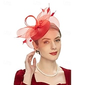 baratos Fascinadores-Decoração de Cabelo Pena Rede Formal Casamento Aniversário Elegante Vintage Com Penas Tule Capacete Chapéu