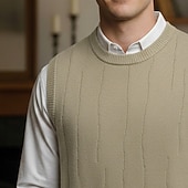 preiswerte Herren Pullover Weste-Herren Pullunder Kleid Pullover Pullover Weste Strickpullover Gerippt Stricken Normale Oberteile Gestrickt Einfach Rundhalsausschnitt Mode Lässig Urlaub Alltagskleidung Bekleidung Herbst Winter Braun