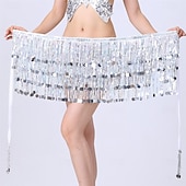 economico Abbigliamento danza del ventre-Gonna di Paillettes Samba Dancewear Gonna Sparkly con Frange Gonna Glitter da Danza del Ventre Scarf Hip per Carnevale Festival Festa Costume di Performance