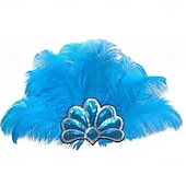 voordelige Accessoires-Carnaval 2026 Rio Carnaval Samba Accessoires Bruin Oranje Veer Hoofdband voor Dames - Gouden Pailletten Showgirl Hoofddeksel - Mardi Gras Accessoire Brazilië Festival Prestatie Kostuum