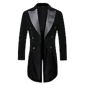 cheap Men's 1920s Costumes-Retro Vintage Punk &amp; Gothic Medieval Tuxedo Tailcoat Long Sleeves Vampire Knight Ritter Fancy Dress Men's Steampunk Halloween Performance LARP Ren Faire Adults' Coat Fall &amp; Winter