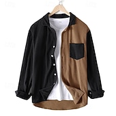 Χαμηλού Κόστους ανδρικό πουκάμισο με κουμπιά-Ανδρικά Πουκάμισο Βάφλα πουκάμισο Casual πουκάμισο Πουκάμισο με κουμπιά Θαλασσί Καφέ Πράσινο του τριφυλλιού Μακρυμάνικο Σκέτο Πέτο Causal Καθημερινά Μπλοκ χρωμάτων Ρούχα Μοντέρνα Καθημερινό