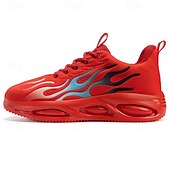 abordables Chaussures de Course pour Hommes-Homme Basket Course Marche Occasionnel Tricoté Confortable Antidérapant Respirant À lacets Noir Blanche Rouge Été Printemps Automne