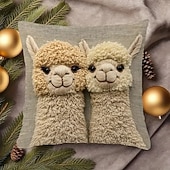 cheap Throw Pillows,Inserts &amp; Covers-Two Alpacas Single Side Printed Pillow Covers with 2D Flat Print 45x45cm Decorative Cushion Cases for Home Living Room Bedroom Sofa Accent Throw Pillows