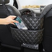 abordables Rangements pour voiture-Organisateur de dossier de siège auto grande capacité - sac de rangement en filet de cuir artificiel durable pour organiser et ranger les accessoires intérieurs de voiture.