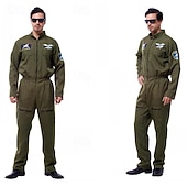 voordelige Beroep en Uniform Kostuums-Fancy kostuum Jumpsuit Uniform Piloot Astronaut Cosplay Kostuum Volwassenen Voor heren Halloween Carnaval Feest Prestatie Aankleden