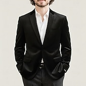 billige Blazer-Herre Fløyelsblazere Halskrage Mote Klassisk Fritid Ensfarget Fløyelsblazer Svart Burgunder Mørkeblå Skreddersydd Enkelt Brystet Enn-knapp