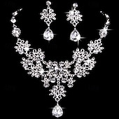 Недорогие Наборы украшений-2шт Свадебные комплекты ювелирных изделий For Жен. Фиолетовый Синий Красный Свадьба Вечерние наряды Сплав геометрический