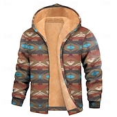economico Hoodie Etnici Vintage-Per uomo Azteco Pile Felpa con Cappuccio Giacca di pelle Felpa Etnico Classico Vintage Retrò Girocollo All'aperto Viaggio Campeggio Rosso Blu Verde Con zip Autunno Inverno progettista S M L XL 2XL 3XL