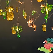 ieftine Fâșii LED-Șnur luminos tropical cu LED-uri, modele de ananas, flamingo, palmieri, luminițe de zână alimentate de baterii AA pentru decorul camerei, iluminat festiv multicolor, iluminat ambiental tematic ideal,