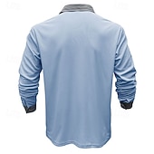 economico Polo classica da uomo-Per uomo Semplice Maglia da golf Manica Lunga Bavero Vacanza Essenziale Tempo libero Sportivo Ferie Casual Quotidiano Patchwork Tasca Bottoni Tutte le stagioni Blu chiaro Nero Bianco