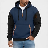 voordelige Tactische Hoodie-Voor heren Hoodie met volledige rits Fleece hoodie Tactische capuchon Wijn Marineblauw Khaki Lichtgrijs Capuchon Effen Vetoketju Kleurenblok Sport &amp; Outdoor Casual Dagelijks Streetwear Stoer
