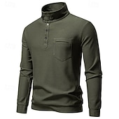 billige Basic gensere-Herre Genser Svart Hvit Militærgrønn Mørkegrå Opprett krage عادي Lomme Sport &amp; Utendørs Daglig Ferie Polyester Gatemote Grunnleggende Fritid Vår Høst Klær Gensere Gensere