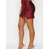 economico Gonne semplici-Per donna Gonne in raso Moda Casual Mini Vita Alta Gonne Semplice Arricciato Inelastico Quotidiano Feste Vinaccia Nero Bianco Verde Estate