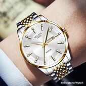 baratos Relógios Quartz-Relógio de Pulso Masculino Avançado Relógio de Quartzo Fashion Masculino Case de Aço Inoxidável Strap Data do Calendário Dial Luminosa A Melhor Opção de Presente para Homens