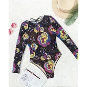 Χαμηλού Κόστους Rash Guards One Pieces-Γυναικεία Προστατευτικά Μαγιό Ολόσωμα μαγιό Γραφική Μπόχο Δίχτυ Προστασία UV Αναπνέει Μακρυμάνικο Μαγιό Σέρφινγκ Παραλία Διακοπές Άνοιξη