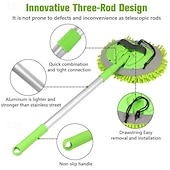 cheap Cleaning Supplies-2 in 1 Car Cleaning Brush Mop Extendable Chenille Car Wash Duster Soft Bristle Cleaning Sponge Glove Tool for Dust Dirt Snow Removal Vehicle Care