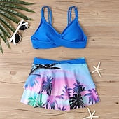 levne Tankiny-Dámské Plavky 2 ks Sukně Plavky Volány Volná záda prázdniny Oblečení na pláž Květinový Do V Bez rukávů Plavky